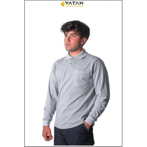 Özel Baskılı Polo Yaka Uzun Kollu Sweat