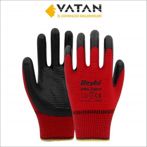 PN5 Zebra Polyester Örme Nitril Eldiven PN5 Zebra Polyester Örme Nitril Eldiven