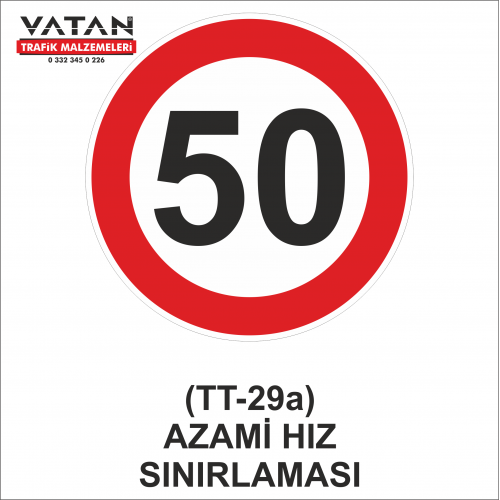 TT-29a AZAMİ HIZ SINIRLAMASI 50